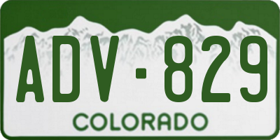 CO license plate ADV829