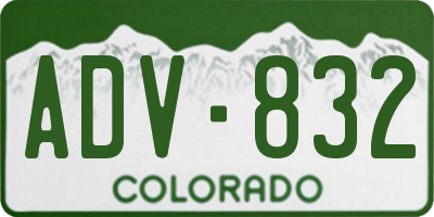 CO license plate ADV832