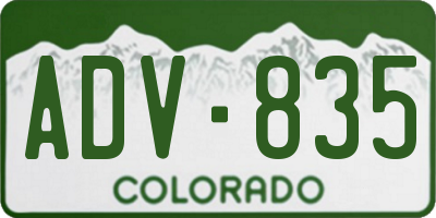 CO license plate ADV835
