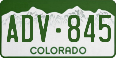 CO license plate ADV845