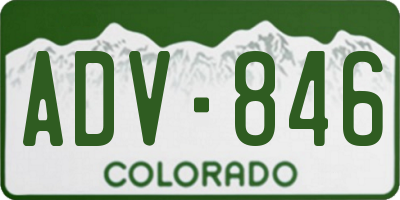 CO license plate ADV846
