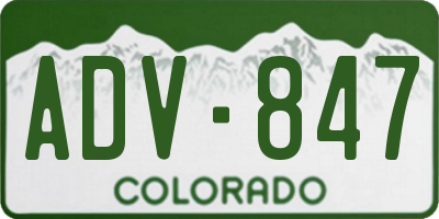 CO license plate ADV847
