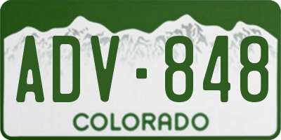 CO license plate ADV848