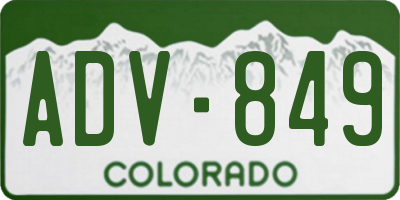 CO license plate ADV849