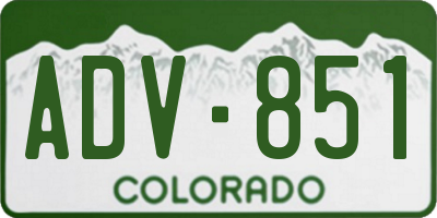 CO license plate ADV851