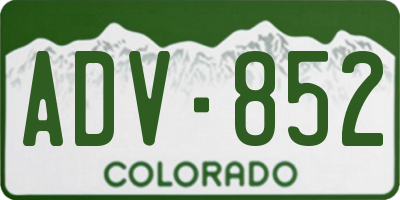 CO license plate ADV852