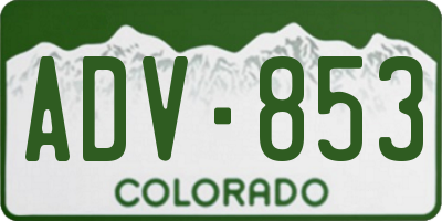 CO license plate ADV853