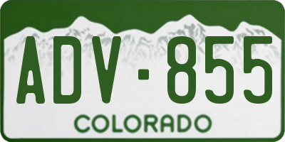 CO license plate ADV855
