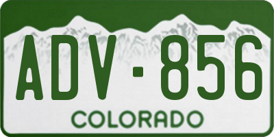 CO license plate ADV856