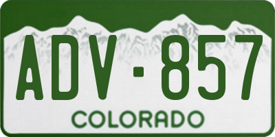 CO license plate ADV857