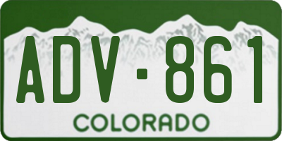 CO license plate ADV861