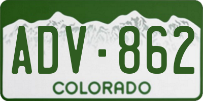 CO license plate ADV862