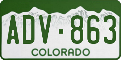CO license plate ADV863