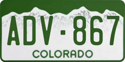CO license plate ADV867