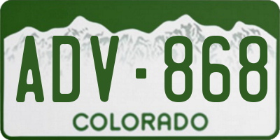 CO license plate ADV868
