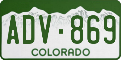 CO license plate ADV869