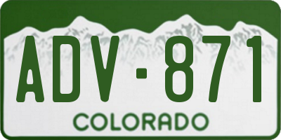 CO license plate ADV871