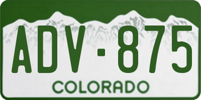 CO license plate ADV875