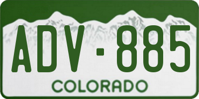CO license plate ADV885