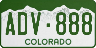 CO license plate ADV888