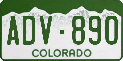 CO license plate ADV890
