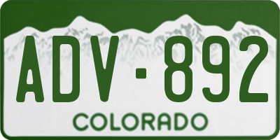 CO license plate ADV892