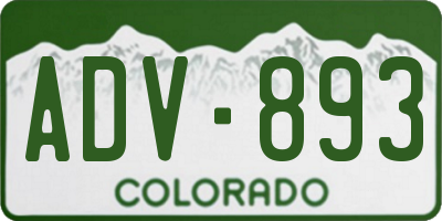 CO license plate ADV893
