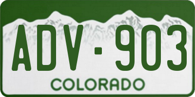 CO license plate ADV903