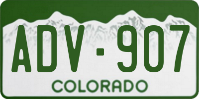 CO license plate ADV907