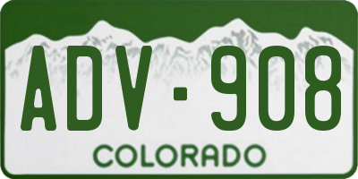 CO license plate ADV908