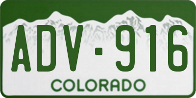 CO license plate ADV916