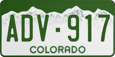 CO license plate ADV917