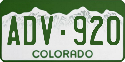 CO license plate ADV920