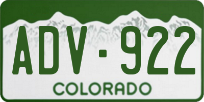 CO license plate ADV922