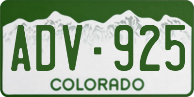 CO license plate ADV925