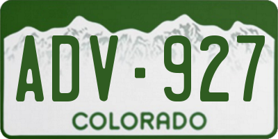 CO license plate ADV927