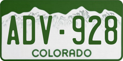 CO license plate ADV928