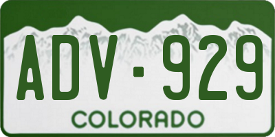 CO license plate ADV929