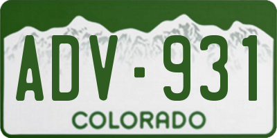 CO license plate ADV931