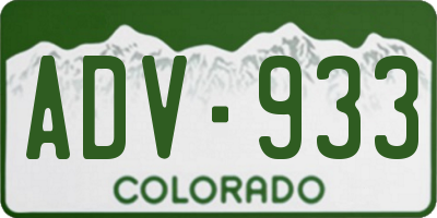 CO license plate ADV933