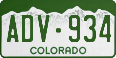 CO license plate ADV934