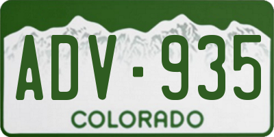 CO license plate ADV935