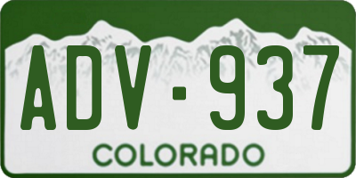 CO license plate ADV937