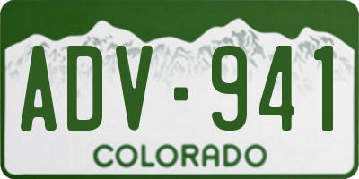 CO license plate ADV941