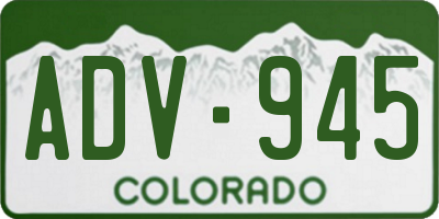 CO license plate ADV945
