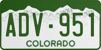 CO license plate ADV951
