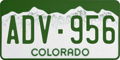 CO license plate ADV956