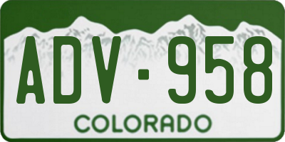 CO license plate ADV958