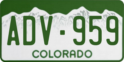 CO license plate ADV959