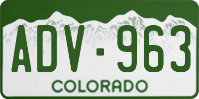 CO license plate ADV963